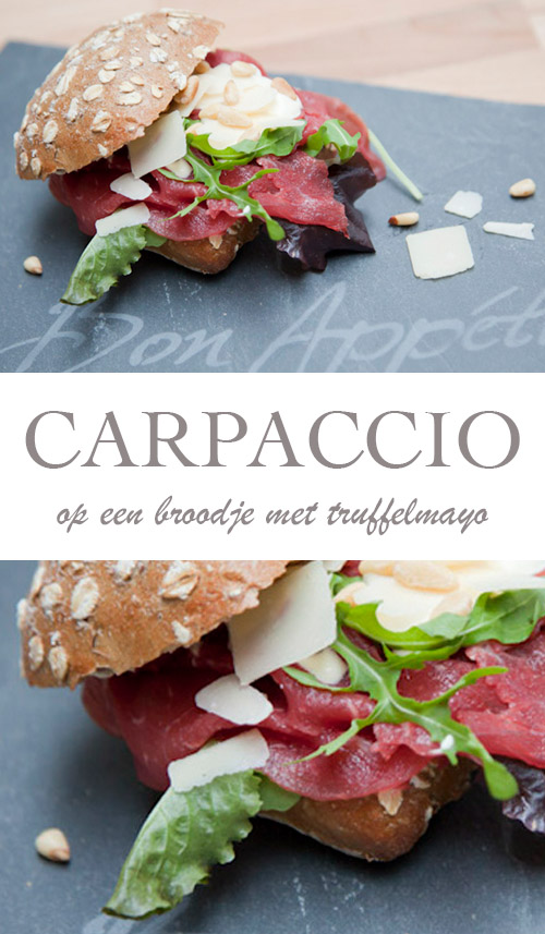 Broodje Carpaccio recept met truffelmayonaise - AllinMam.com