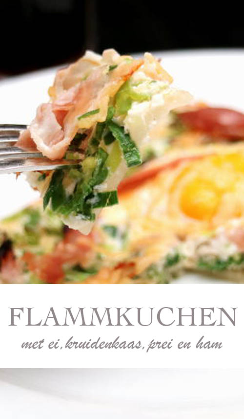 Flammkuchen maken met prei, ham en kruidenkaas - AllinMam.com