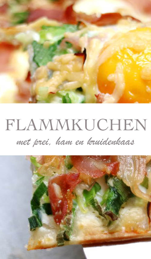 Flammkuchen maken met prei, ham en kruidenkaas - AllinMam.com